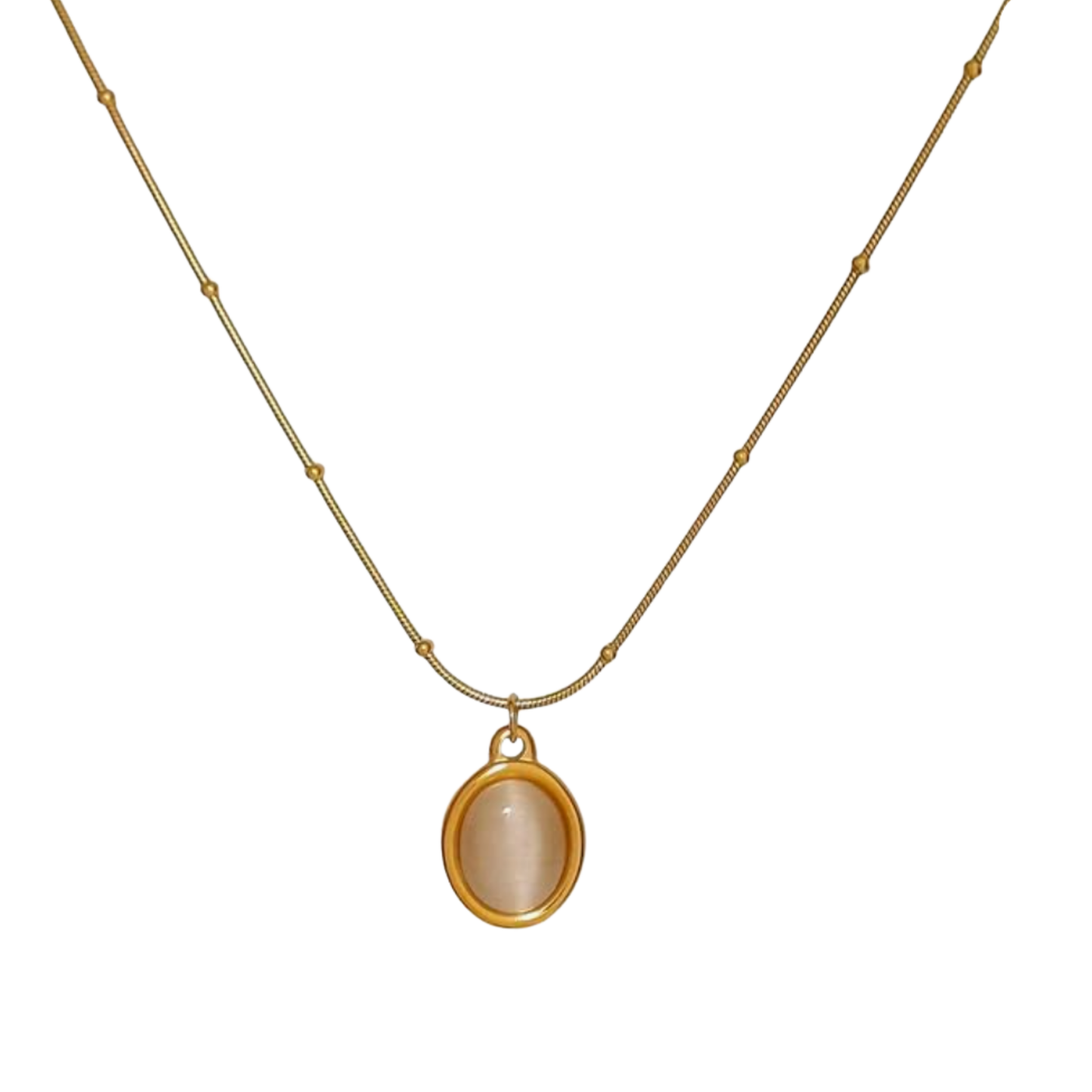 Beige Oval Pendant Neckchain