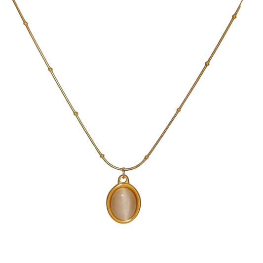 Beige Oval Pendant Neckchain