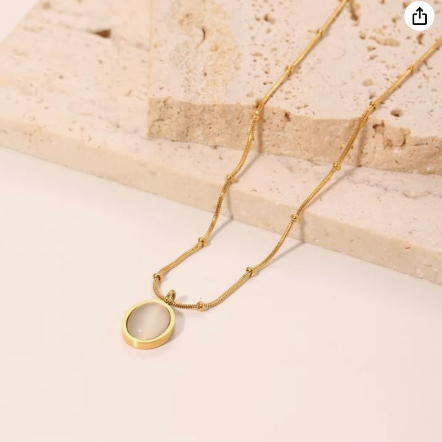 Beige Oval Pendant Neckchain