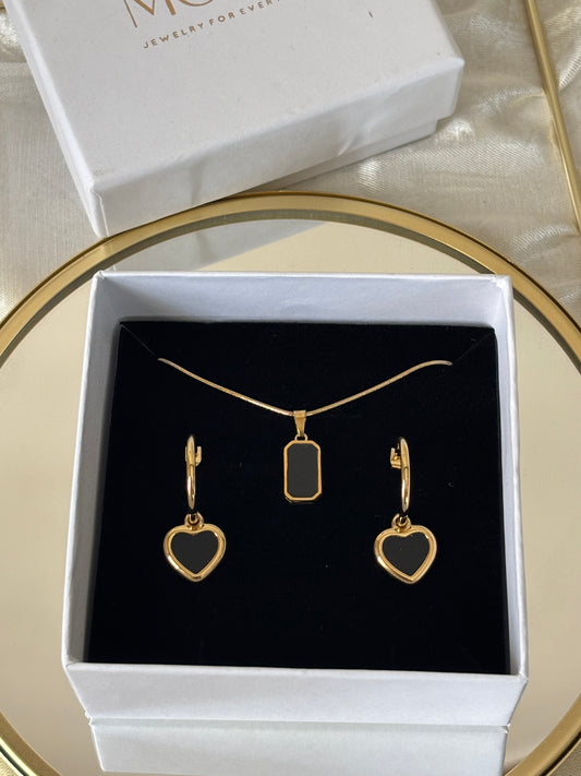 Black Heart Earrings & Hannah Combo