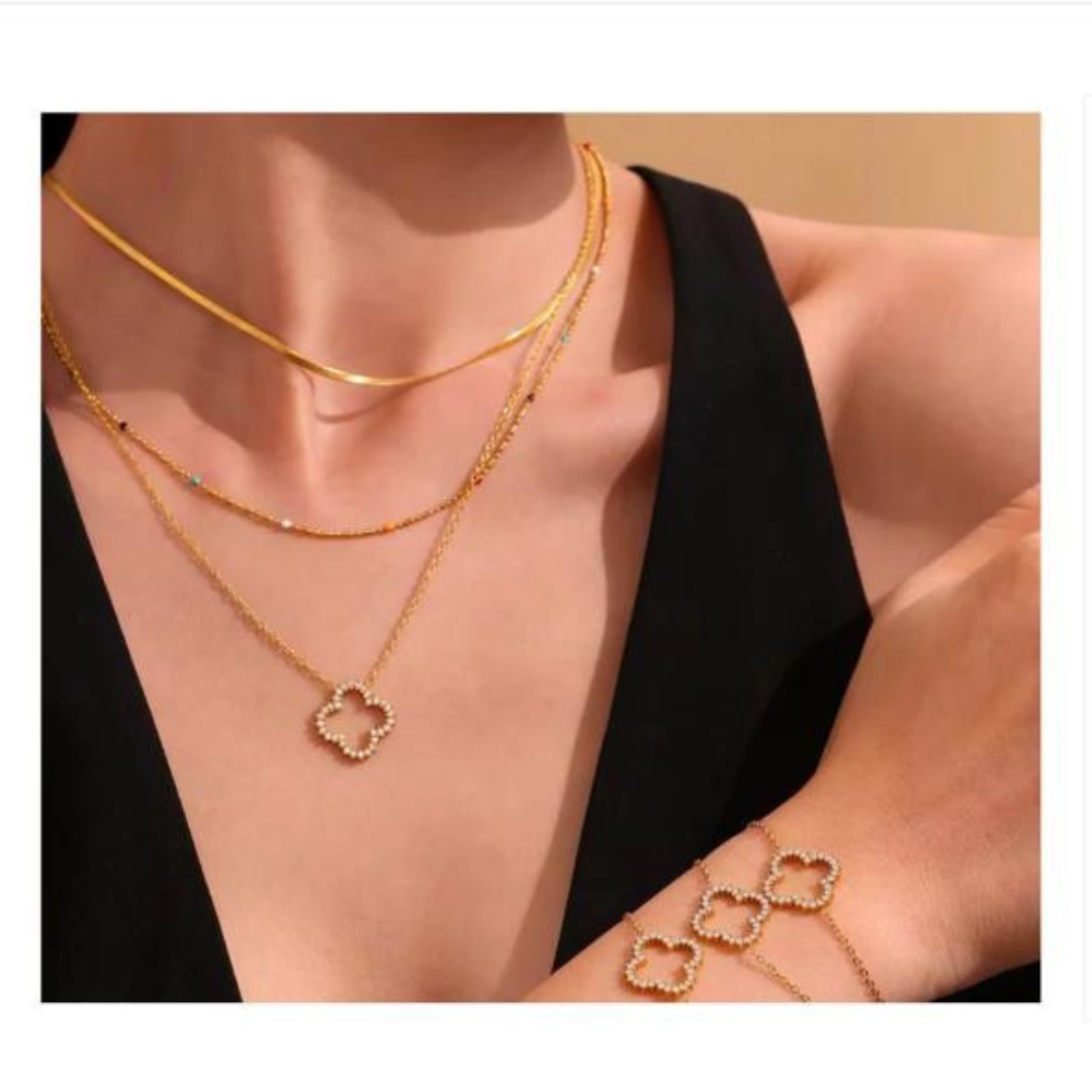 Studded Clover Necklace