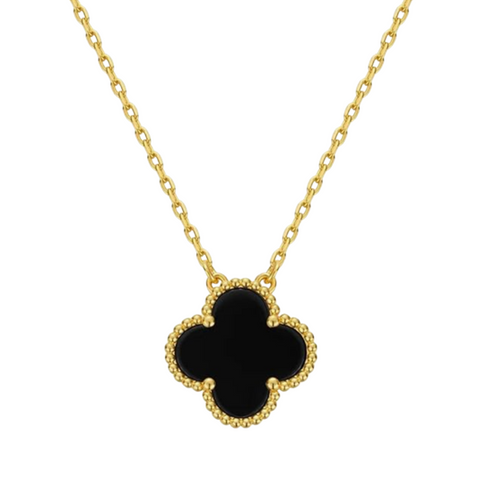 Black-White Reversible Clover Pendant Neckchain