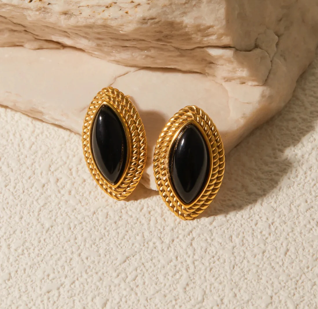 Blanca Black Vintage Studs