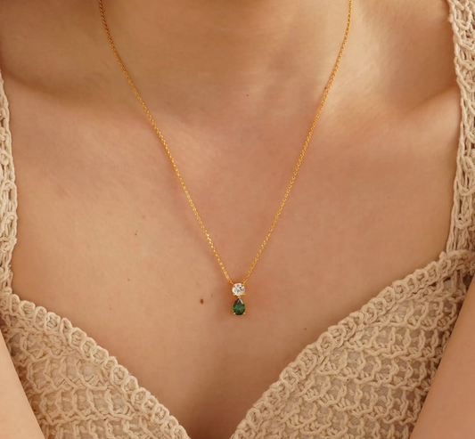 Pear Drop Green Necklace