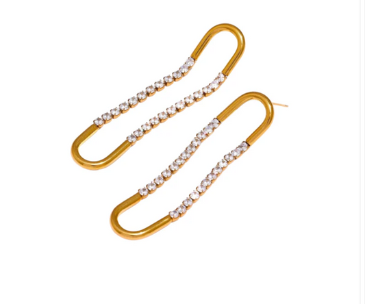 Petunia Long Rhinestone Earrings