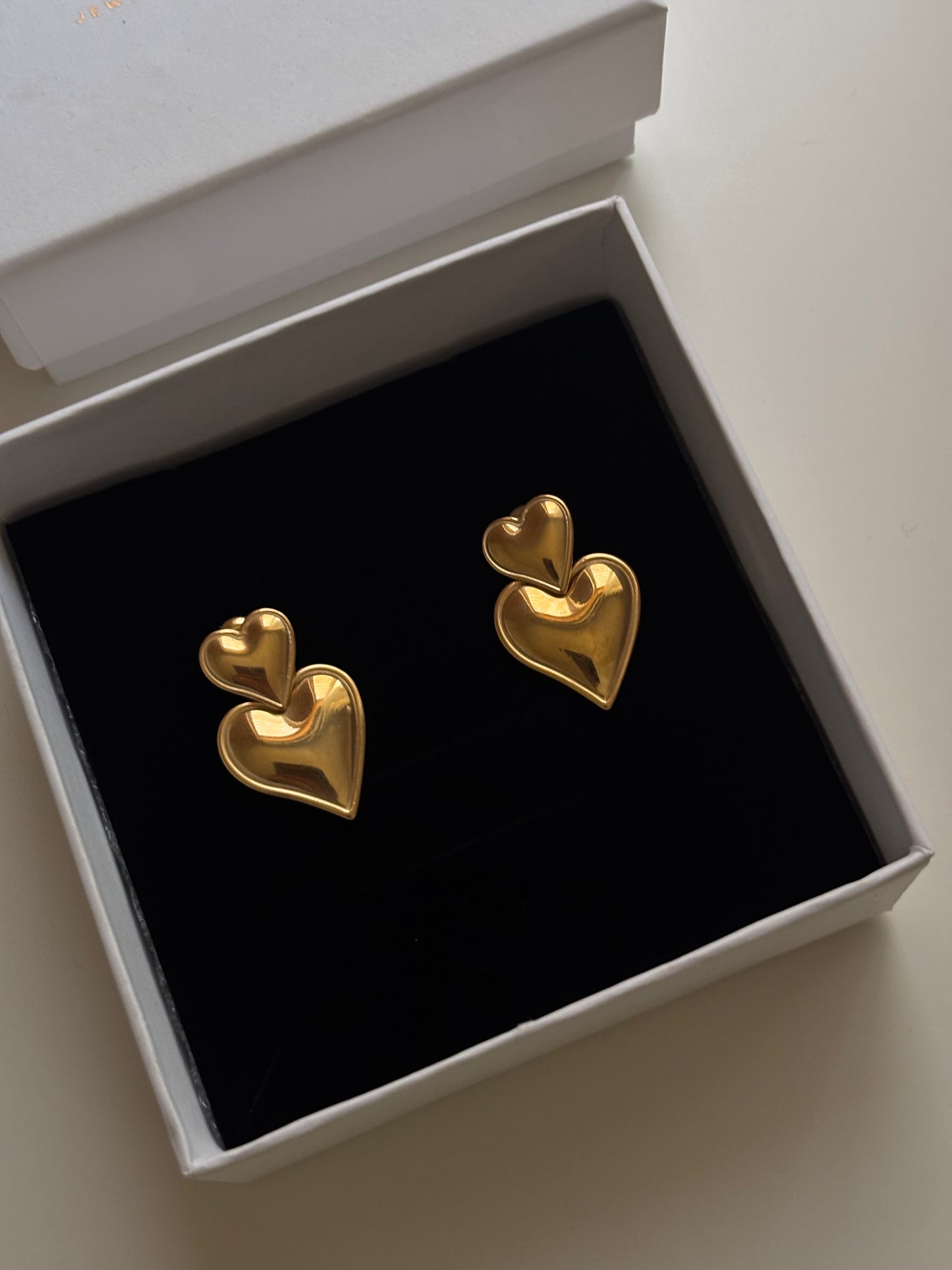 Double Heart Drop Earrings