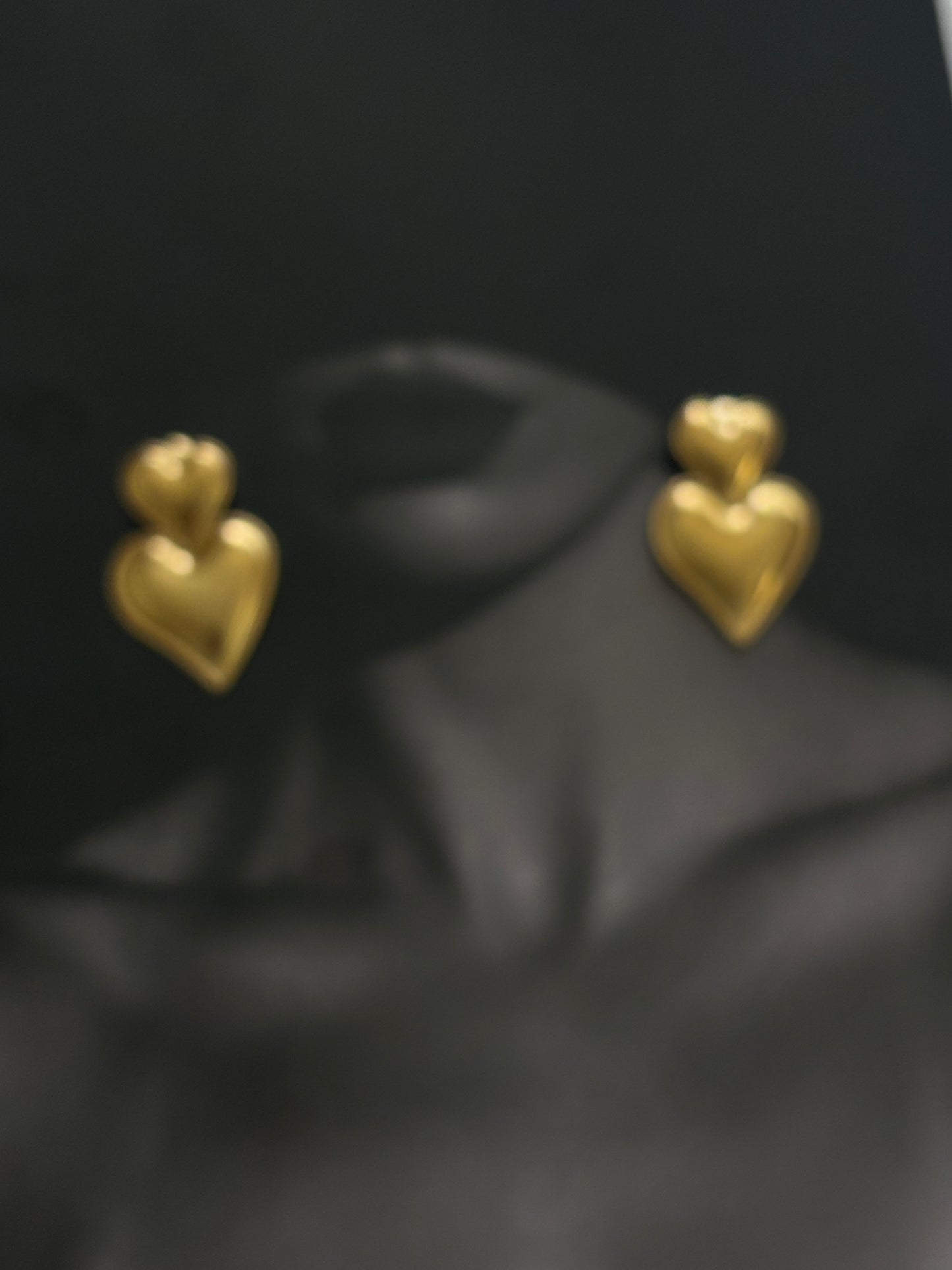 Double Heart Drop Earrings