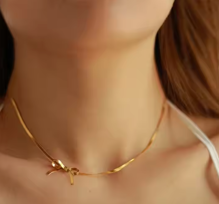 Ribbon Bow Choker Necklace