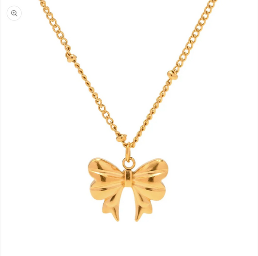 Margaret Ribbon Bow-Ball Chain Necklace