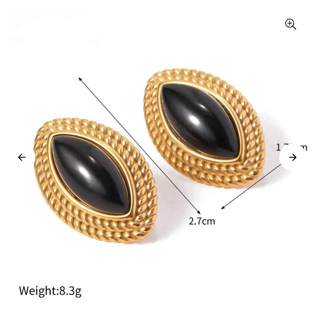 Blanca Black Vintage Studs