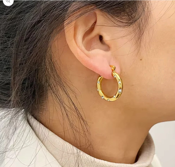 Hazel Studded Round Hoops