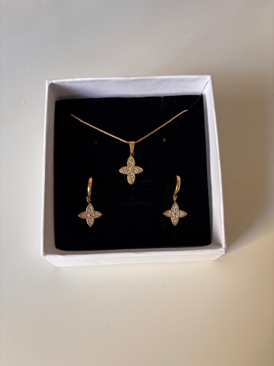 Pave Huggies & Necklace Set