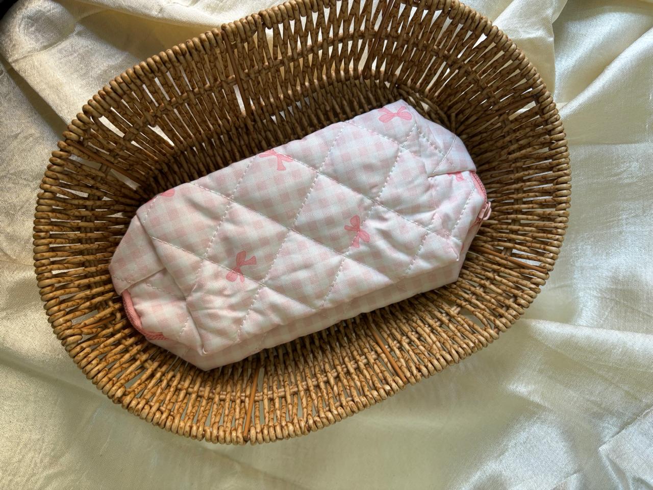 Gingham Pink Makeup Pouch