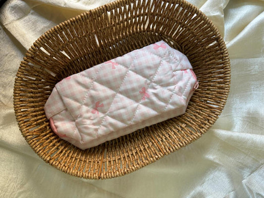 Gingham Pink Makeup Pouch