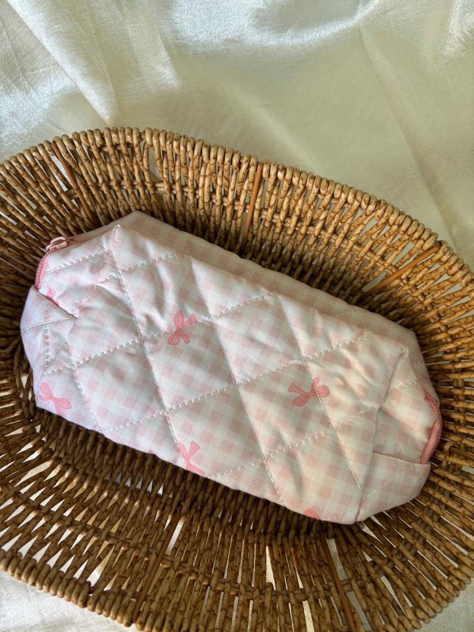Gingham Pink Makeup Pouch