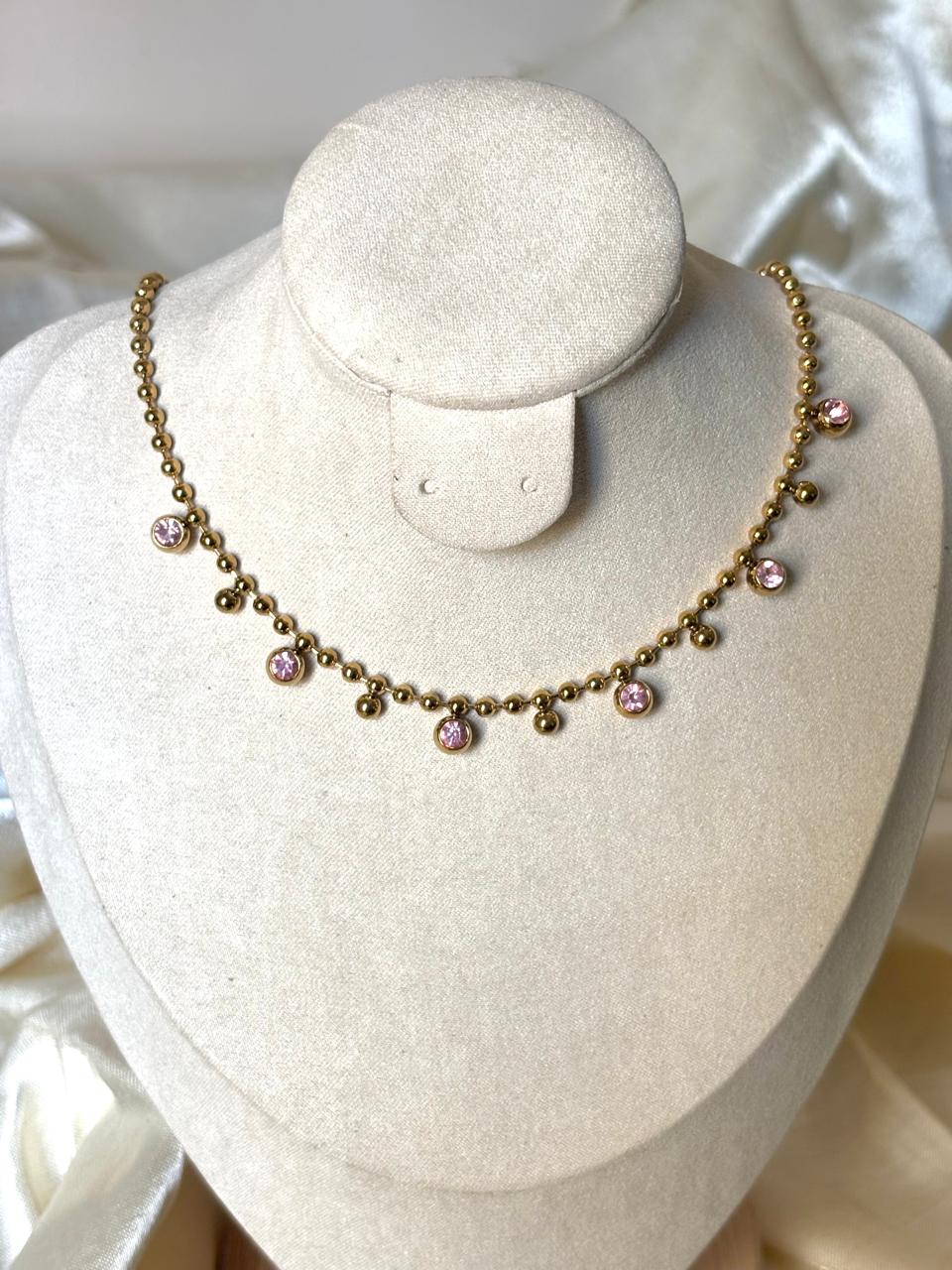 Pink Dreams Beaded Chain Necklace