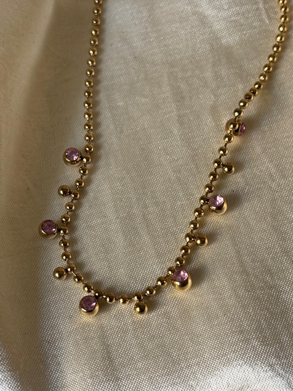Pink Dreams Beaded Chain Necklace
