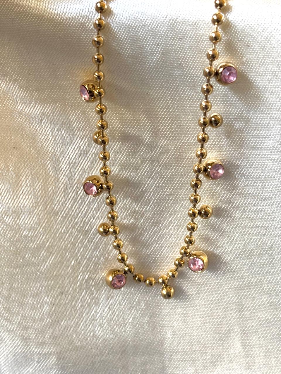 Pink Dreams Beaded Chain Necklace